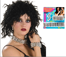 סט תכשיטים לפאנקיסט כולל צמיד, שרשרת ועגילים ניטים על כארד/ 6 יחידות במארז