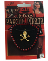 רטיעה לעין גולגולת משובצת אבנים לפיראטית על כארד/ 12 יחידות במארז