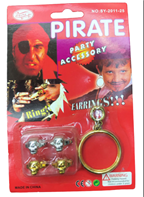 סט תכשיטים לפיראט כולל עגיל ו 4 טבעות על כארד/ 12 יחידות במארז