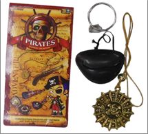 סט פיראט כולל שרשרת, רטיעה לעין, ועגיל על כארד/ 12 יחידות במארז