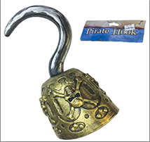 הוק פיראט זהב גדול בשקית PVC עם כארד/ 6 יחידות במארז