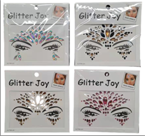 מדבקות אבנים לפנים על כארד/ 12 יחידות במארז