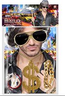 סט ראפר כולל משקפיים שרשרת דולר גדולה וצמיד על כארד/ 6 יחידות במארז