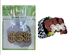 טבעת דולר 3 אצבעות זהב לראפר על כארד/ 6 יחידות במארז