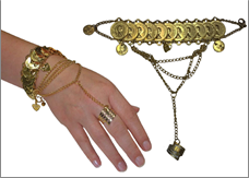 צמיד מטבעות זהב לרקדנית בטן על כארד/ 6 יחידות במארז