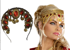 קשת זהב עם יהלומים אדומים לרקדנית בטן על כארד/ 6 יחידות במארז