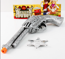 אקדח כאובוי שריף כולל תג שריף בשקית PVC עם כארד/ 6 יחידות במארז