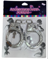 אזיקים מתכת עם יהלומים על כארד/ 6 יחידות במארז