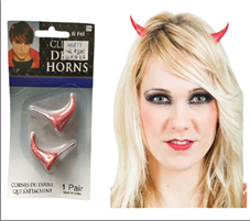 סיכת ראש קרניים שטן על כארד/ 6 יחידות במארז