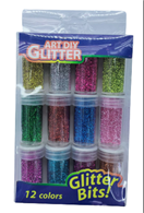 אבקת נצנצים זוהרים בחבית גדולה מיקס צבעים 12 יחידות בקופסא/ 6 קופסאות במארז