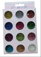 אבקת נצנצים מיקס צבעים 12 יחידות בקופסא/ 12 קופסאות במארז/ המחיר לקופסא במארז