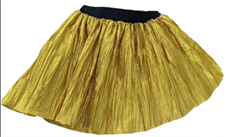חצאית זהב מטאלי מקומטת 40 ס"מ על כארד עם קולב/ 6 יחידות במארז