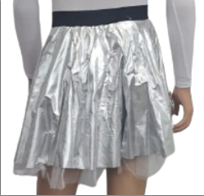 חצאית כסף מטאלית 40 ס"מ 3 שכבות על כארד עם קולב/ 6 יחידות במארז