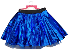 חצאית כחולה מטאלית 40 ס"מ 3 שכבות על כארד עם קולב/ 6 יחידות במארז