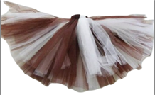 חצאית חום לבן לבמבי/אינדיאנית 40 ס"מ על כארד עם קולב/ 6 יחידות במארז