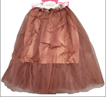 חצאית חומה 70 ס"מ 2 שכבות ובטנה על כארד עם קולב/ 6 יחידות במארז