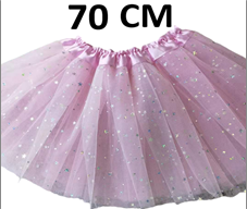 חצאית ורודה עם כוכבים 70 ס"מ 2 שכבות ובטנה על כארד עם קולב/ 6 יחידות במארז