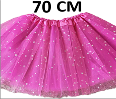 חצאית ורוד פוקסיה עם כוכבים 70 ס"מ 2 שכבות ובטנה על כארד עם קולב/ 6 יחידות במארז