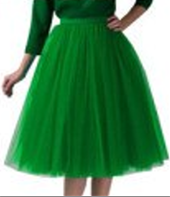 חצאית ירוקה 70 ס"מ 2 שכבות ובטנה על כארד עם קולב/ 6 יחידות במארז