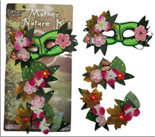 סט תחפושת לפיית היער כולל מסכה 2 צמידים וסיכת ראש על כארד/ 3 יחידות במארז