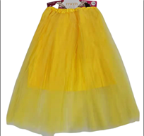 חצאית צהובה 70 ס"מ 2 שכבות ובטנה על כארד עם קולב/ 6 יחידות במארז