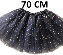 חצאית שחורה עם כוכבים 70 ס"מ 2 שכבות ובטנה על כארד עם קולב/ 6 יחידות במארז