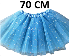 חצאית תכלת עם כוכבים 70 ס"מ 2 שכבות ובטנה על כארד עם קולב/ 6 יחידות במארז