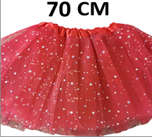 חצאית אדומה עם כוכבים 70 ס"מ 2 שכבות ובטנה על כארד עם קולב/ 6 יחידות במארז
