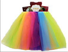 חצאית צבעונית קשת בענן 40 ס"מ 3 שכבות על כארד עם קולב/ 6 יחידות במארז
