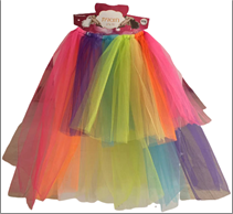 חצאית צבעונית קשת בענן 70 ס"מ על כארד עם קולב/ 6 יחידות במארז