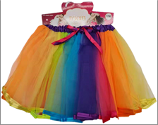 חצאית צבעונית קשת בענן 30 ס"מ על כארד עם קולב/ 6 יחידות במארז