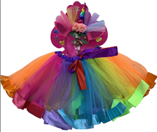 סט חד קרן כולל קשת וחצאית צבעונית עם פפיון על כארד עם קולב/ 6 יחידות במארז