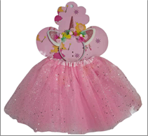 סט תחפושת לחד קרן כולל קשת וחצאית ורודה נצנצים 30 ס"מ על כארד עם קולב/ 6 יחידות במארז