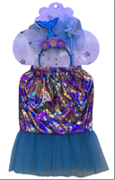 סט תחפושת לבת הים צבעוני כולל חצאית, קשת ושרביט על כארד עם קולב/ 6 יחידות במארז