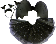 סט לעטלף כולל כנפיים חצאית קשת ושרביט עטלפים/ 6 יחידות במארז