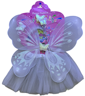 סט לתחפושת פרפר לבן כולל חצאית 30 ס"מ, כנפיים, קשת ושרביט על כארד עם קולב/ 3 יחידות במארז