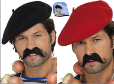 כובע ברט שחור אדום צייר /6 יחידות במארז