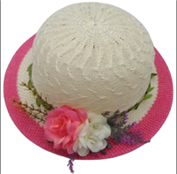 כובע ליידי קש עם פרחים /6 יחידות במארז
