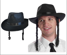 כובע חסידי עם פאות /6 יחידות במארז