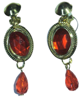 זוג עגילים יהלום אדום לרקדנית/ ערפדית על כארד/ 6 יחידות במארז