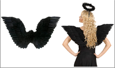 כנפי מלאך שחור בשקית PVC עם כארד / 3 יחידות במארז