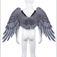 כנפיים מלאך דמוי בד שחור בשקית PVC עם כארד / 2 יחידות במארז