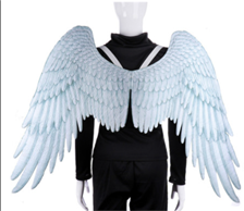 כנפיים מלאך דמוי בד לבן בשקית PVC עם כארד / 2 יחידות במארז