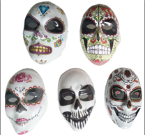 מסכות שלדים יום המתים בשקית PVC עם כארד / 6 יחידות במארז