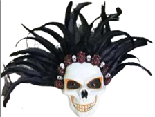 מסכה שלד אינדיאני בשקית PVC עם כארד / 6 יחידות במארז