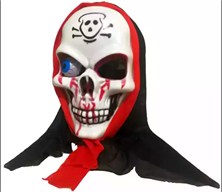 מסכה שלד עין אחת בשקית PVC עם כארד / 6 יחידות במארז