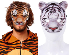 מסכה נמר מחומר EVA על כארד/ 6 יחידות במארז