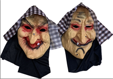 מסכה מכשפה עם מטפחת לאטקס בשקית PVC עם כארד / 6 יחידות במארז