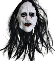 מסכה ערפד עם שיער לאטקס מיקס 3 דגמים בשקית PVC עם כארד / 6 יחידות במארז