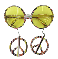 משקפיים היפי/ פייס עם עגילים על כארד/ 12 יחידות במארז